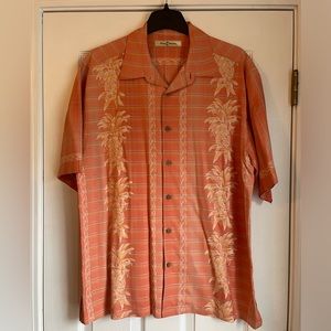 Tommy Bahama Silk Short Sleeve Shirt Coral Button Down